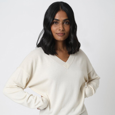 Shop Neu Nomads Aspen V-neck Sweater In White