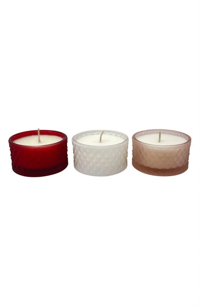 Shop Sand And Fog Set Of 3 Molded Valentine's Day Candles In Irridescent/ Red/ Pink