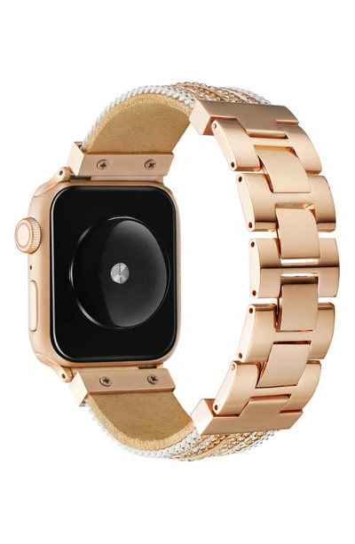 The Posh Tech Beaded Apple Watch® Bracelet Watchband In Gold/rose Gold