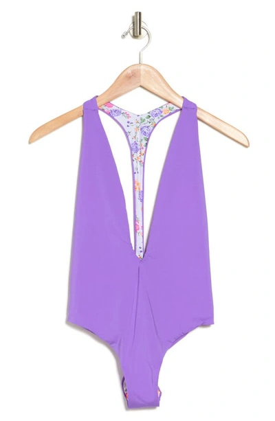 Shop Maaji Dunes Nude Tiky Reversible One-piece Swimsuit In Purple
