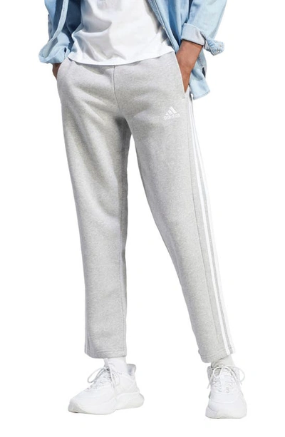 Shop Adidas Originals Essentials 3-stripes Fleece Sweatpants In Medium Grey Heather