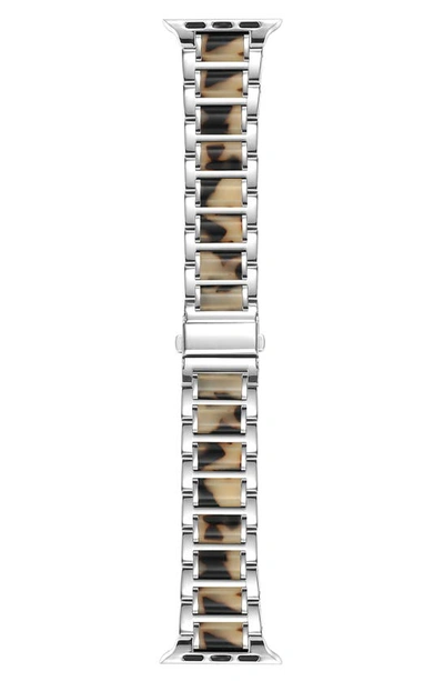 Shop The Posh Tech Resin Detail 23mm Apple Watch® Bracelet Watchband In Silver/ Light Natural Tortoise