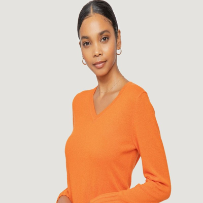Shop Quinn Kim Cashmere V-neck Sweater In Orange
