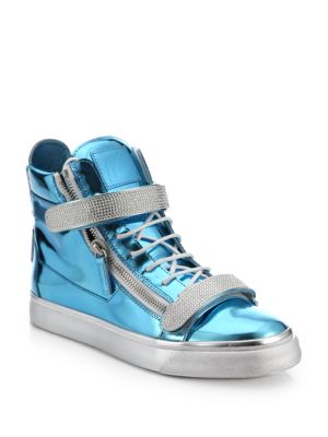 metallic blue sneakers