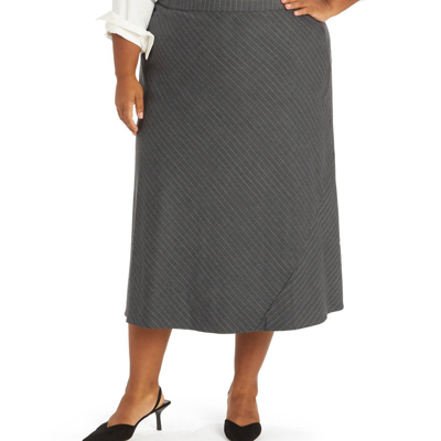 Shop Pari Passu Chase Pinstripe Bias Skirt In Grey