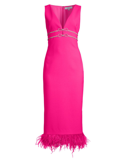 Shop Likely Women's Corianne Crystal Bow & Feather Midi-dress In Fuchsia