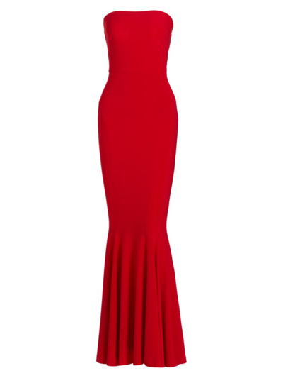 Shop Norma Kamali Women's Strapless Fishtail Gown In Tiger Red