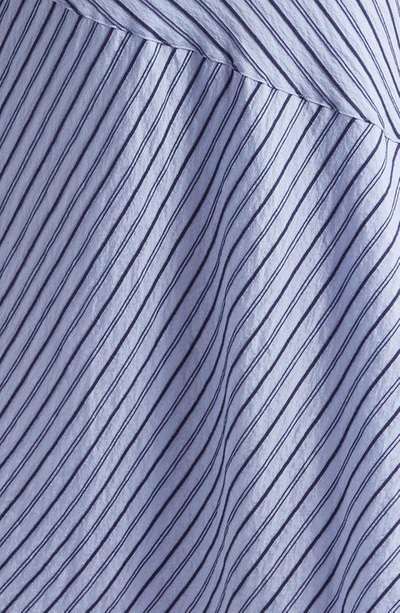 Shop Cinq À Sept Marcella Asymmetric Stripe Long Sleeve Midi Shirtdress In Navy/ Raincloud