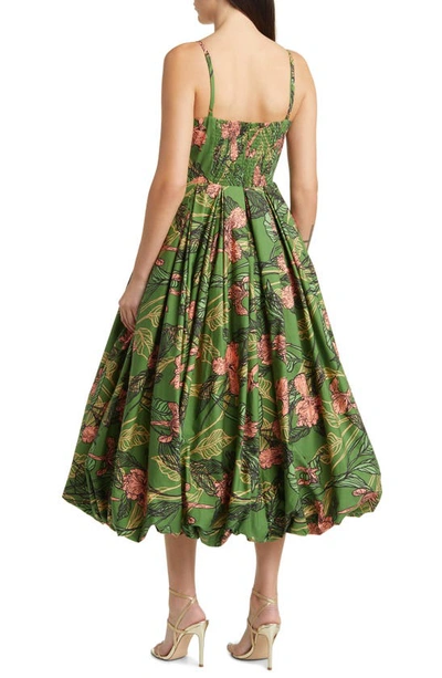 Shop Hutch Marley Bubble Hem Maxi Dress In Green Delicate Outline Floral
