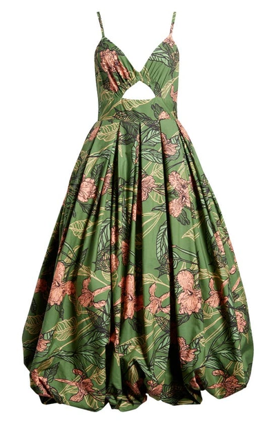 Shop Hutch Marley Bubble Hem Maxi Dress In Green Delicate Outline Floral
