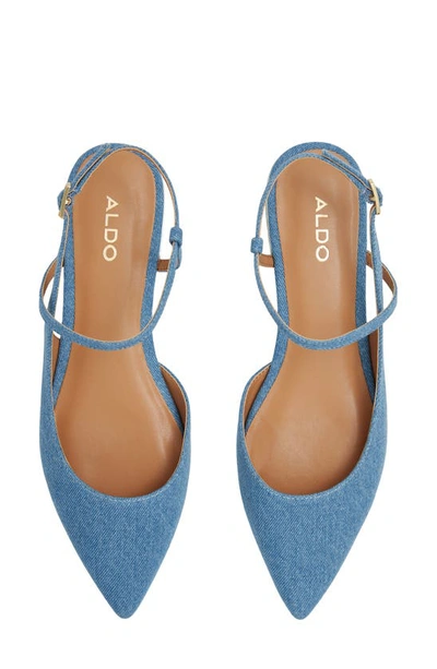 Shop Aldo Sarine Ankle Strap Pointed Toe Flat In Blue