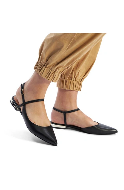 Shop Aldo Sarine Ankle Strap Pointed Toe Flat In Black