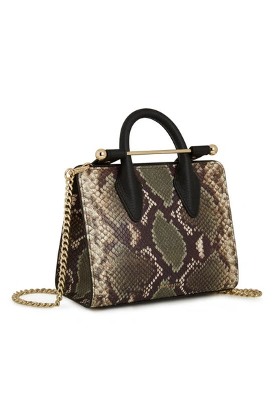 Shop Strathberry Nano Snake Embossed Leather Tote In Slate Green