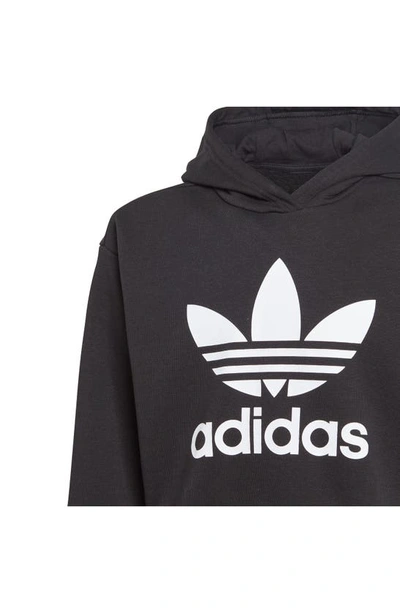 Shop Adidas Originals Kids' Adi Lifestyle Trefoil Logo Crop Graphic Hoodie In Black