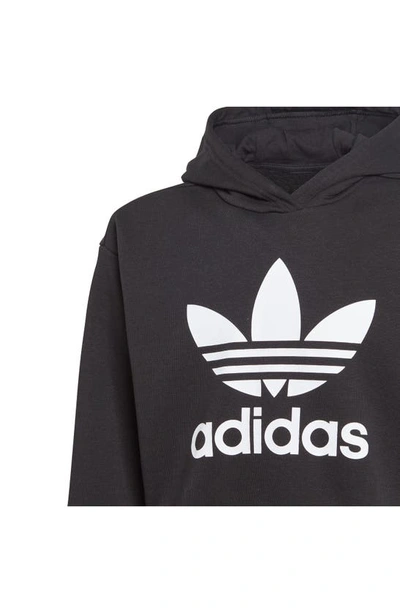 Shop Adidas Originals Adidas Kids' Adi Lifestyle Trefoil Logo Crop Graphic Hoodie In Black