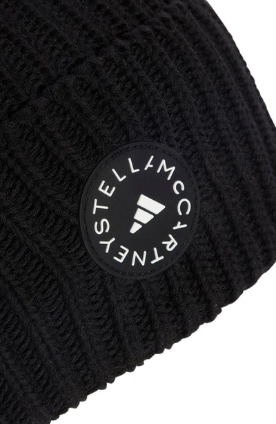 Shop Adidas By Stella Mccartney Cuff Knit Beanie In Black/ White