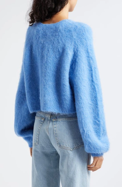 Shop Gestuz Safigz Fuzzy Alpaca Blend V-neck Sweater In Marina