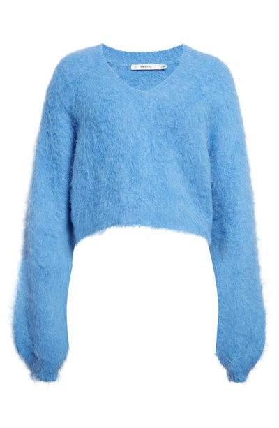 Shop Gestuz Safigz Fuzzy Alpaca Blend V-neck Sweater In Marina