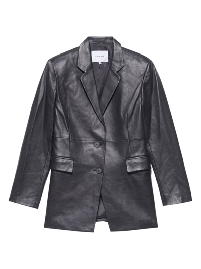 Shop Frame Women's Oversized Leather Blazer In Noir