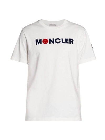Shop Moncler Men's Logo Crewneck T-shirt In Silk White