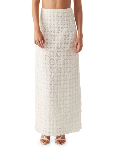 Shop Aje Women's Quintette Textured Midi-skirt In Ivory