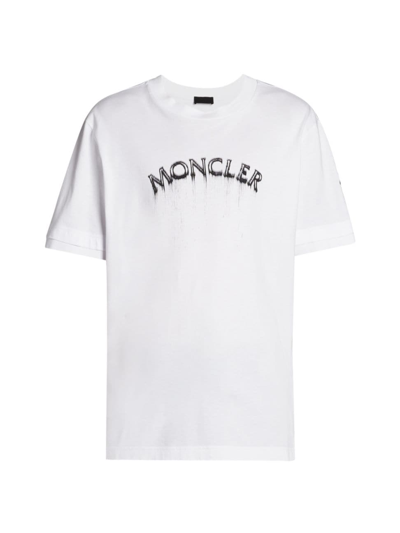 Shop Moncler Men's Logo Crewneck T-shirt In Brilliant White