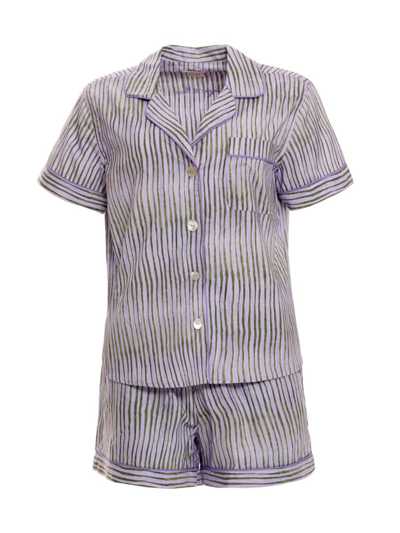 Shop The Lazy Poet Women's Blue Serenity Nina Seagrass & Waves 2-piece Pajama Set In Purple