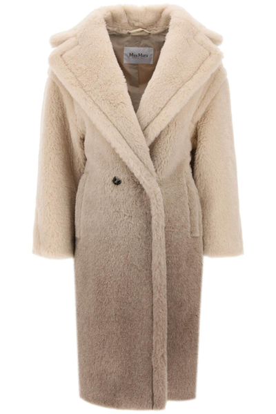 Shop Max Mara 'gatto' Shaded-effect Teddy Bear Icon Coat In Beige,brown,neutro