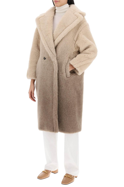 Shop Max Mara 'gatto' Shaded-effect Teddy Bear Icon Coat In Beige,brown,neutro