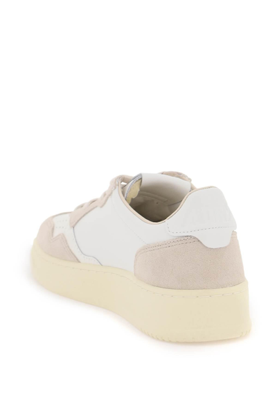 Shop Autry Leather Medalist Low Sneakers In Beige,white