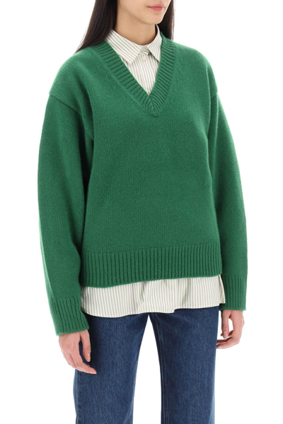 Shop Totême Wool And Cashmere Sweater In Green