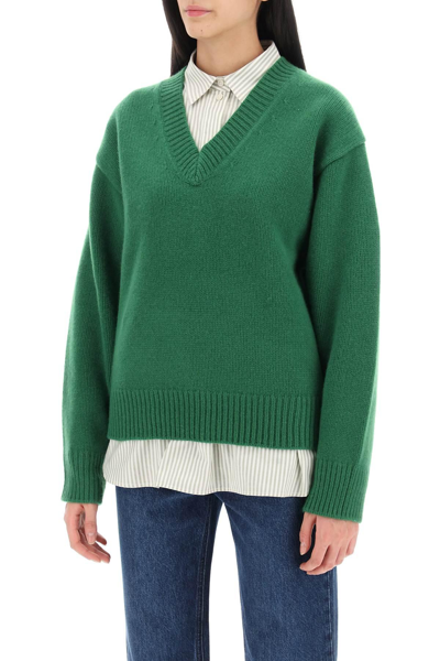 Shop Totême Wool And Cashmere Sweater In Green