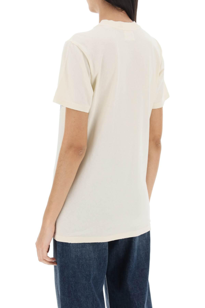 Shop Marant Etoile Zoeline T-shirt With Logo Print In Yellow