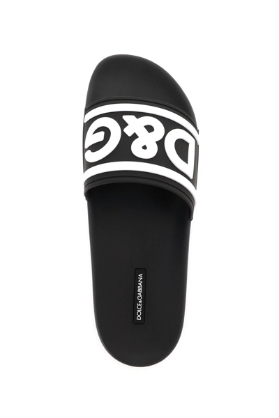 Shop Dolce & Gabbana Logo Rubber Slides In Black