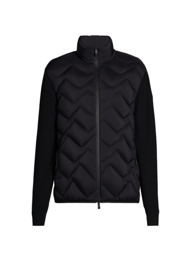 Shop Moncler Men's Zip-up Quilted Cardigan In Black