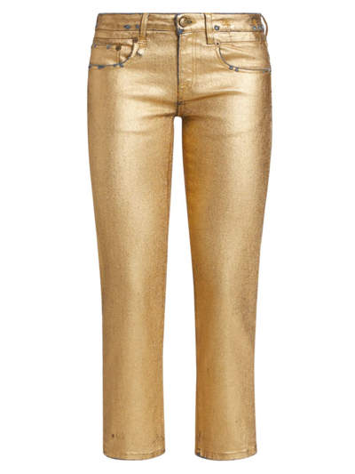 Shop R13 Women's Boy Straight-leg Crop Jeans In Stretch Gold Indigo