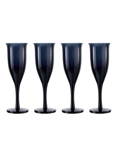 Shop Nude Glass Omnia Bey 4-piece Champagne Glass Set In Navy Blue
