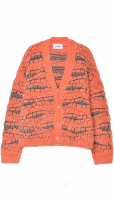 Shop Bonsai 3d Mohair Cardigan Sweater In Salmon