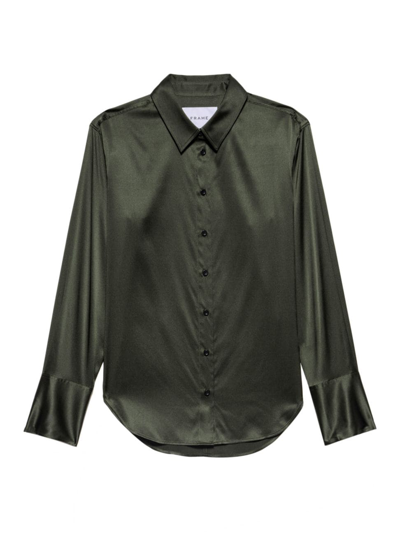 Shop Frame Women's The Standard Silk Button-up Shirt In Surplus