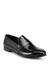 PRADA Spazzolato Leather Penny Loafers