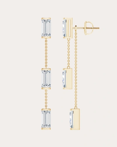 Shop Natori Women's Baguette-cut Diamond Front-back Chain Drop Earrings In Gold