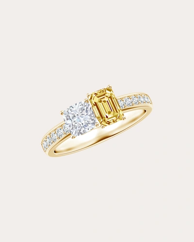 Shop Natori Women's White & Yellow Diamond Two-stone Ring In Gold