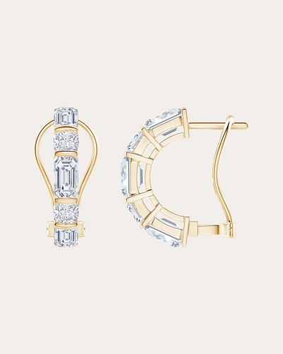 Shop Natori Women's Baguette & Cushion-cut Diamond Half Hoop Earrings In Gold