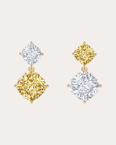 Shop Natori Women's Small Yellow & White Diamond Two-stone Drop Earrings In Gold