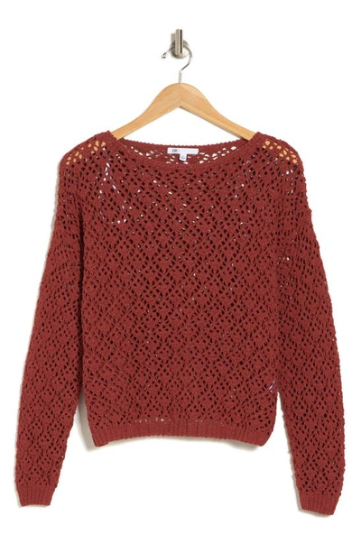 Shop Dr2 By Daniel Rainn Crop Crochet Sweater In Dusty Brick