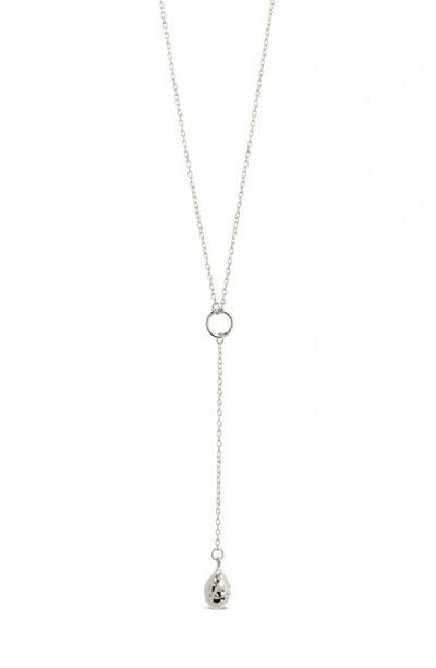 Sterling Forever Lee Molten Teardrop Y-necklace In Silver