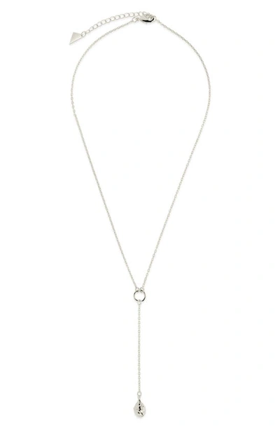 Sterling Forever Lee Molten Teardrop Y-necklace In Silver