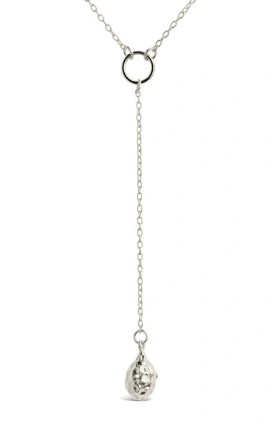 Sterling Forever Lee Molten Teardrop Y-necklace In Silver