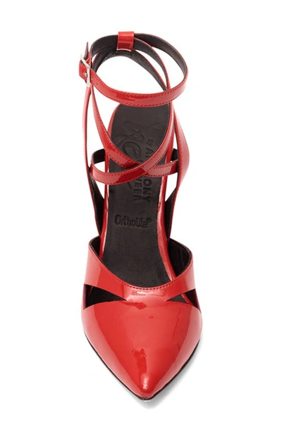 Anthony Veer Ava Wrap Ankle Strap Pump In Fire Red