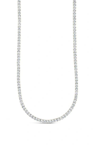 Sterling Forever Cubic Zirconia Tennis Necklace In Silver